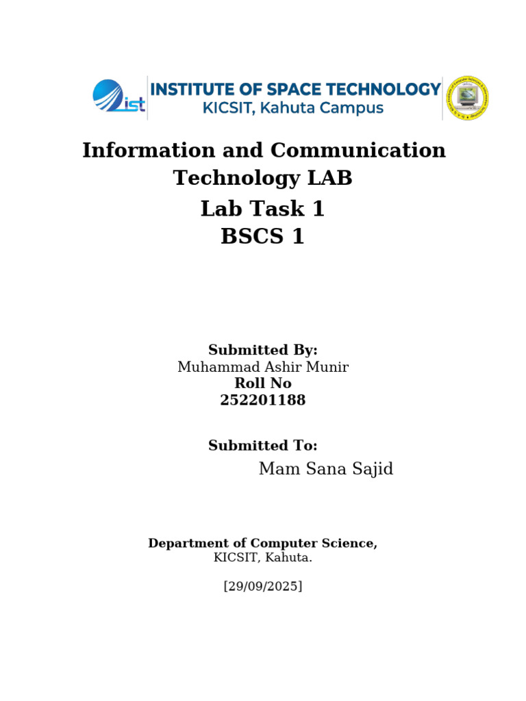 ICT lab tast 1 | PDF