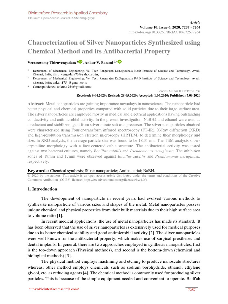 Characterization of Silver Nanoparticles | PDF | Nanoparticle ...