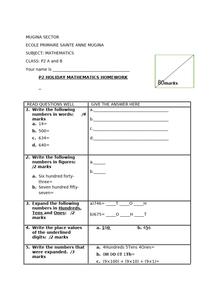 P.2 MATHS | PDF