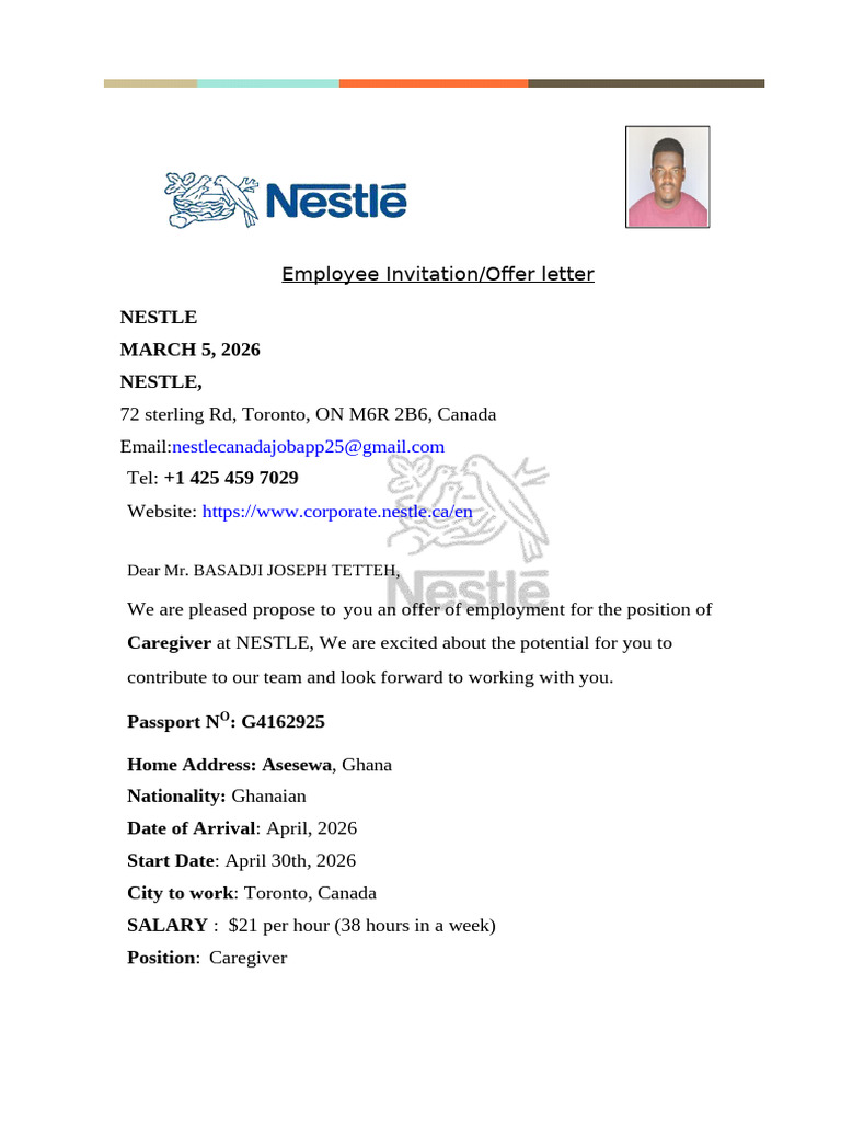78654employee Invitation Offer Letter Mr. BASADJI JOSEPH TETTEH | PDF ...