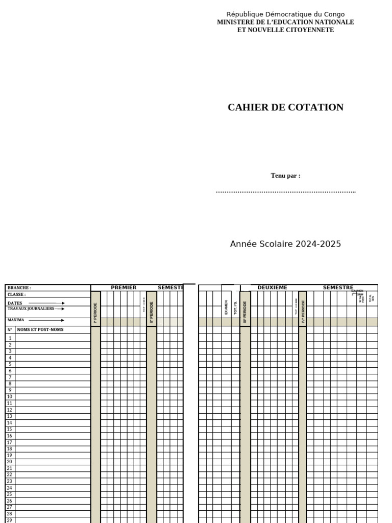 CAHIER DE COTATION Org | PDF