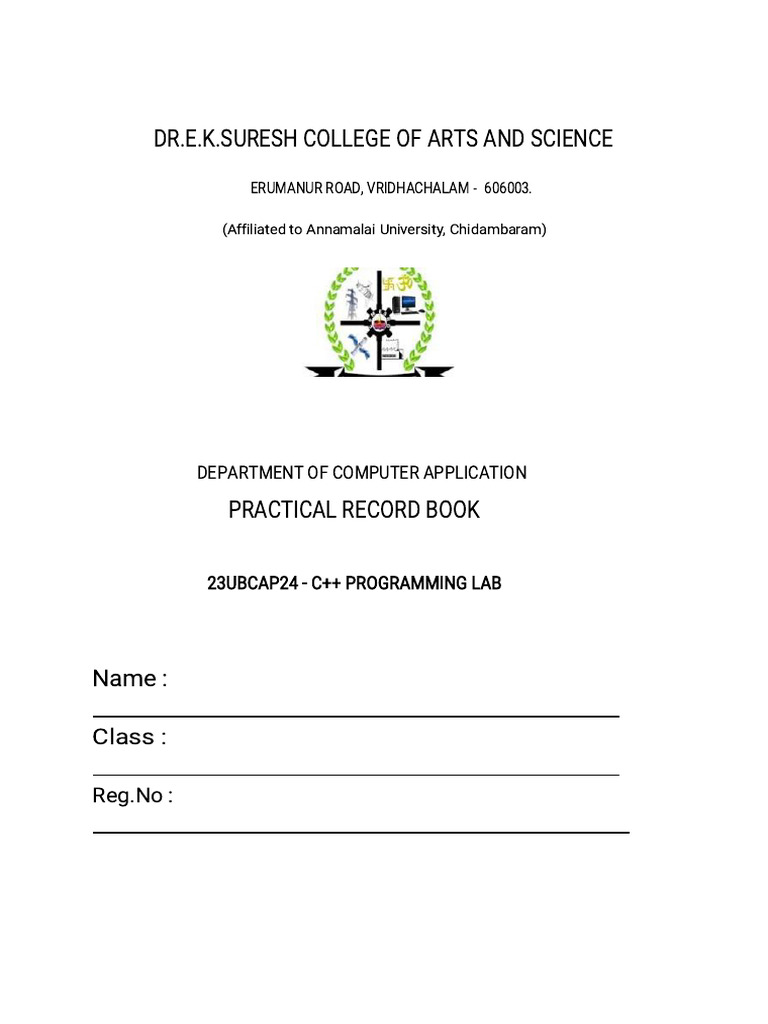 Front Page C++ Bca | PDF