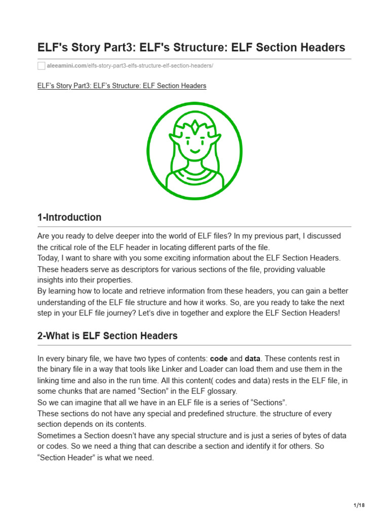 2024 03 11 ELFs Story Part 3 ELFs Structure and ELF Section Headers ...