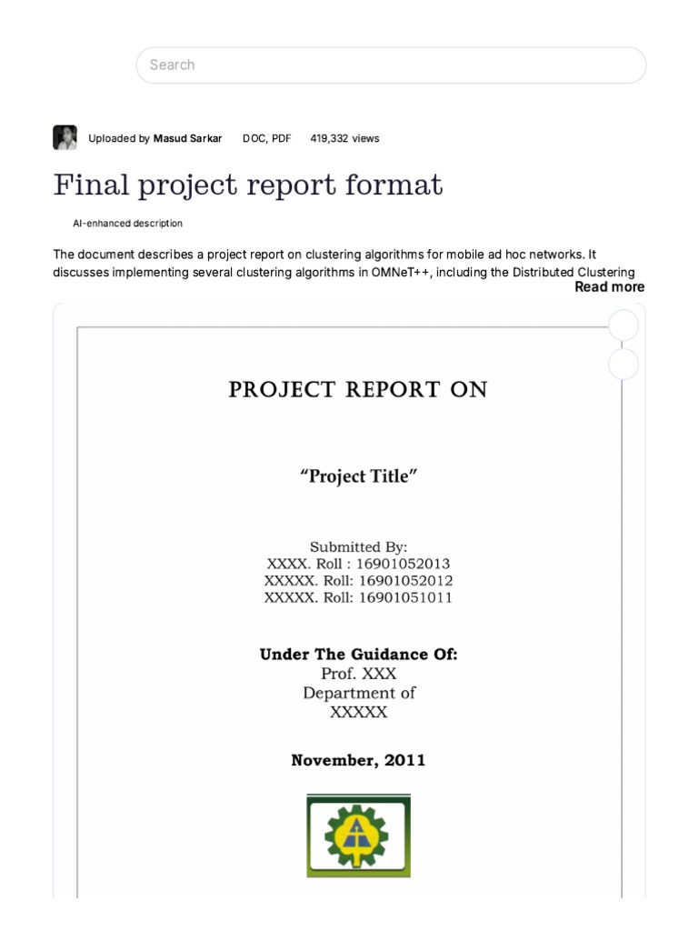 Final Project Report Format | PDF | Vertex (Graph Theory) | Computer ...