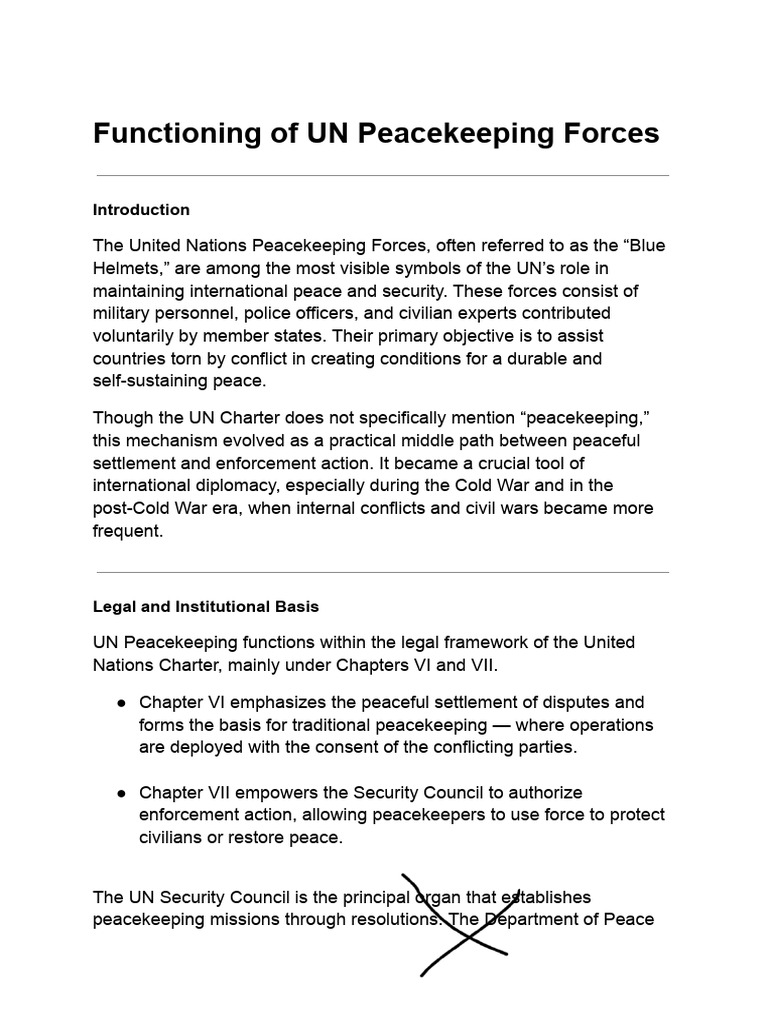 UN Peacekeeping Forces | PDF | Peacekeeping | United Nations