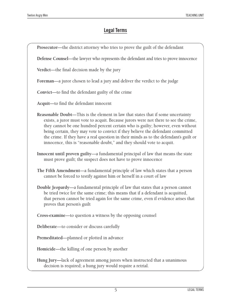 (Material) 12 Angry Men Legal Terms | PDF