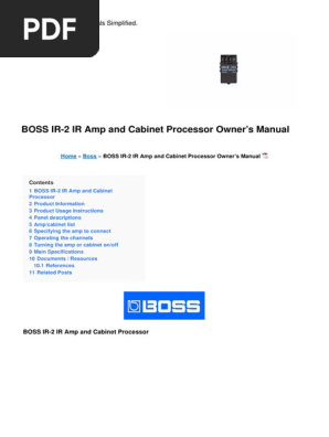 BOSS IR-2 Manual | PDF | Amplifier | Power Supply