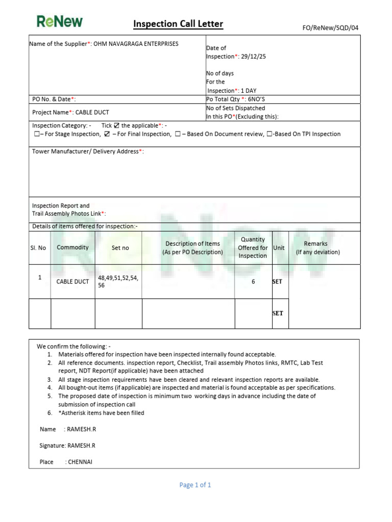 Cable Duct Inspection Call Letter 27.12.25 | PDF | Chess Theory | Chess ...