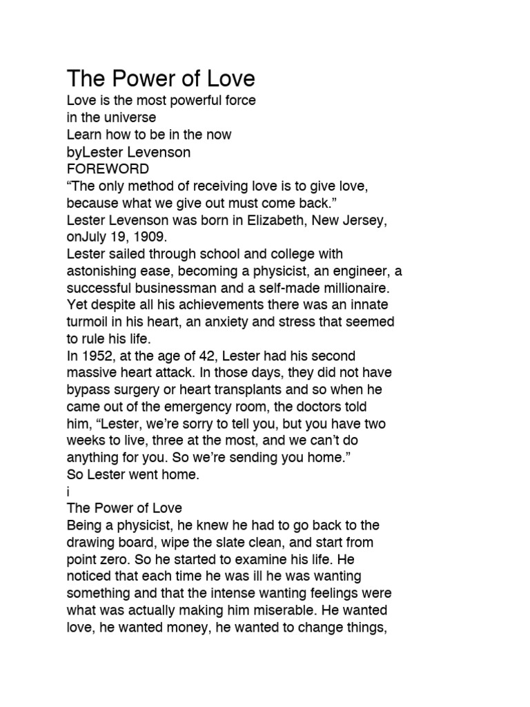 The Power of Love | PDF | Love | Thought