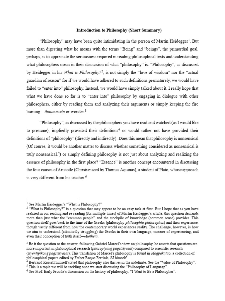 Introduction To Philosophy (Summary) | PDF | Reason | Wisdom