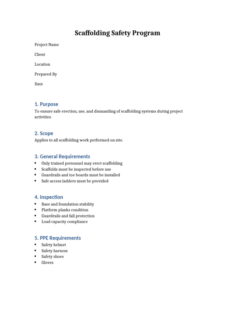 Scaffolding Safety Program Template | PDF