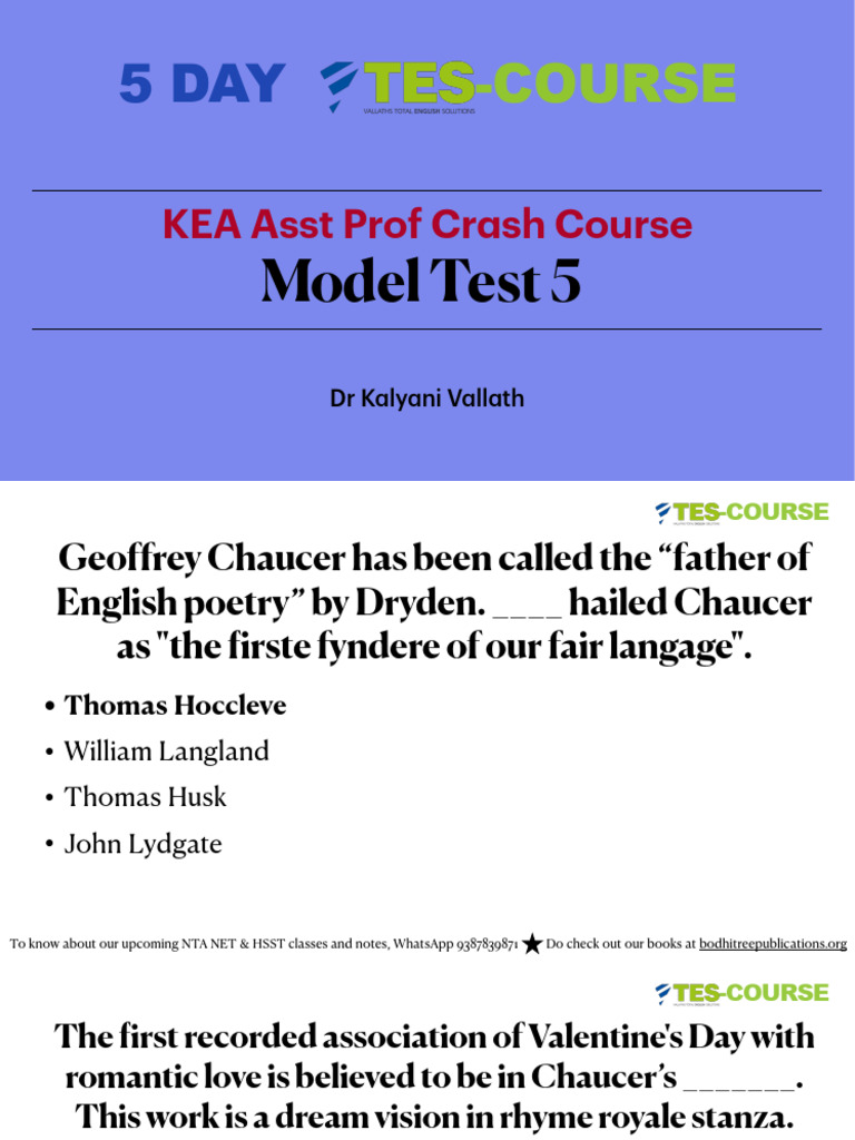 10pm Tes Course Kea Crash Course & Model Test 5 | PDF