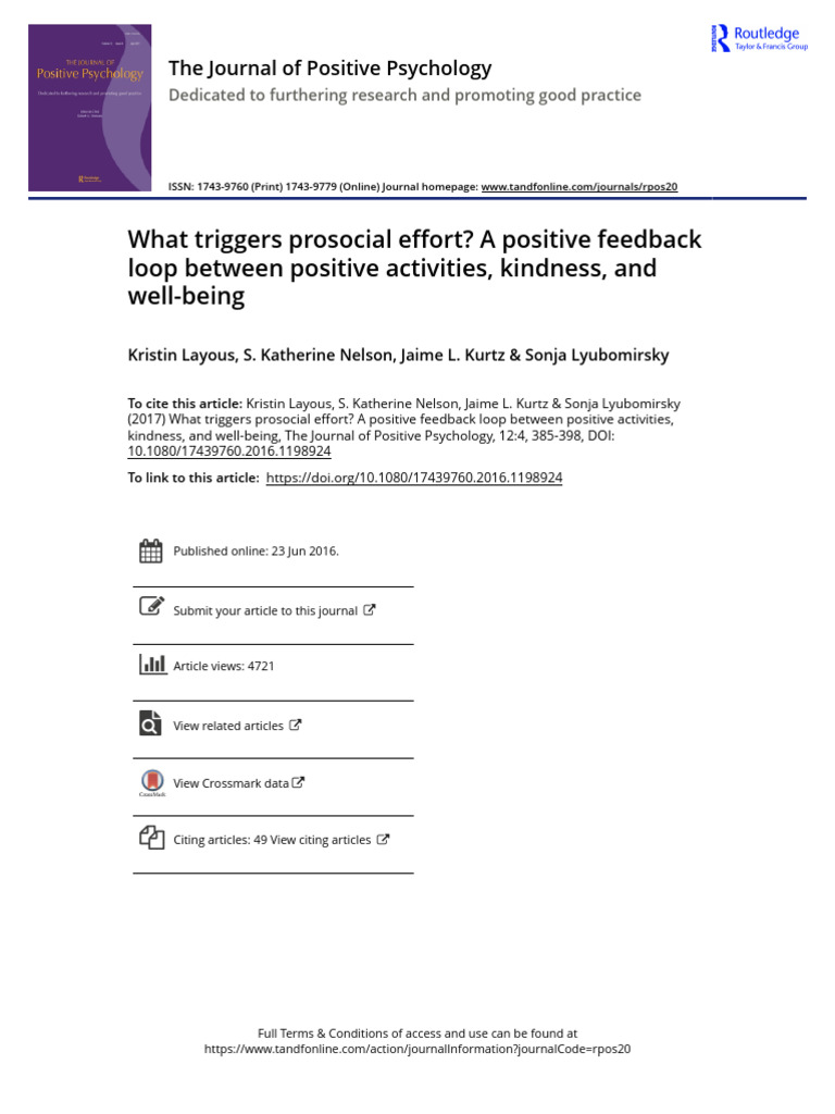 What Triggers Prosocial Effort A Positive Feedback Loop Between ...