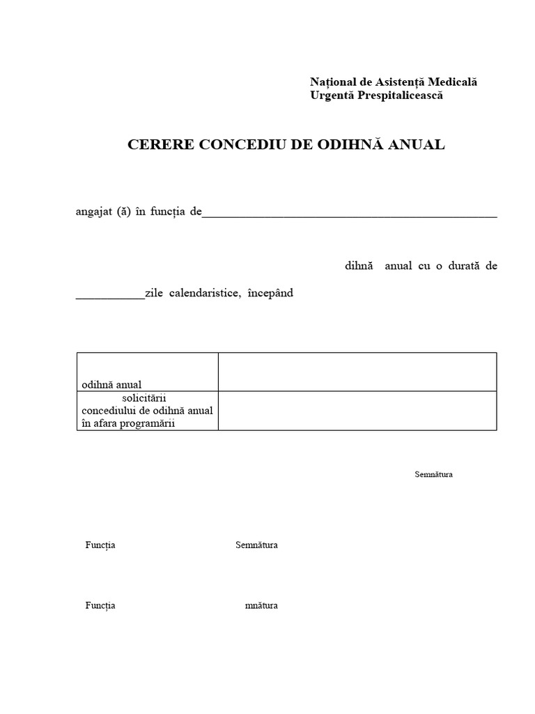 Cerere Concediu de Odihna Anual 1 | PDF