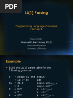 LL (1) Parsing: Programming Language Principles