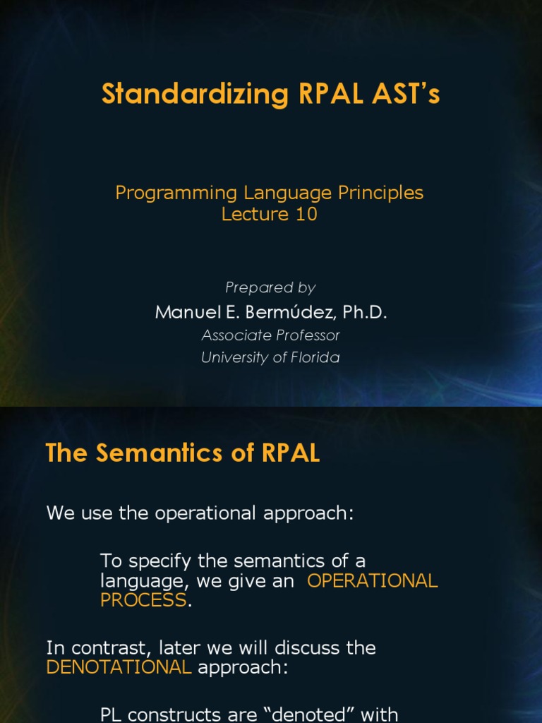 Standardizing RPAL AST's: Programming Language Principles | PDF ...