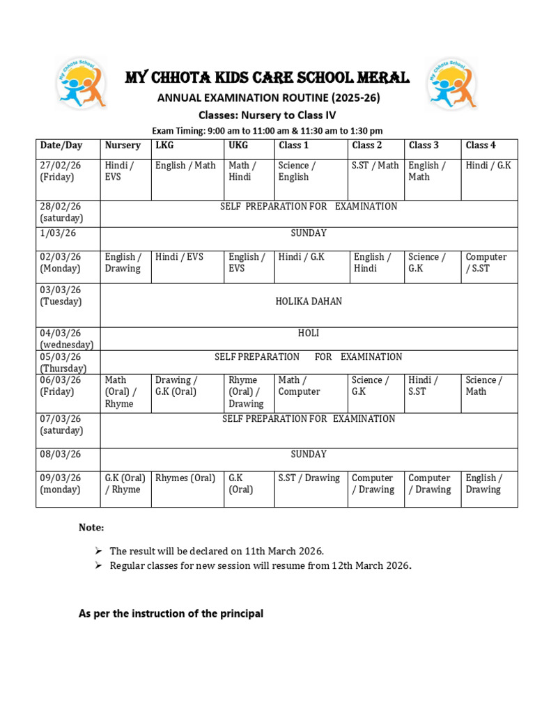 Examination Routine 2026 | PDF