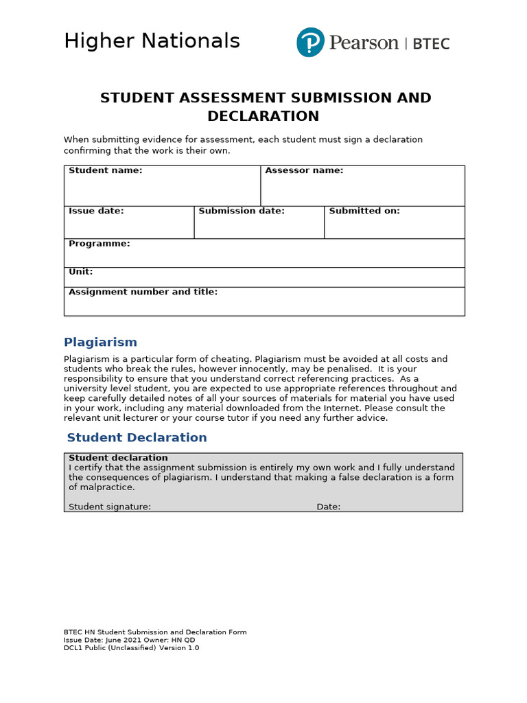 Mẫu Declaration Form | PDF