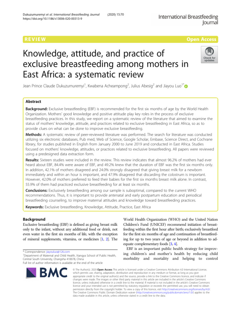 Knowledge, Attitude, and Practice of Exclusive Breastfeeding Among ...