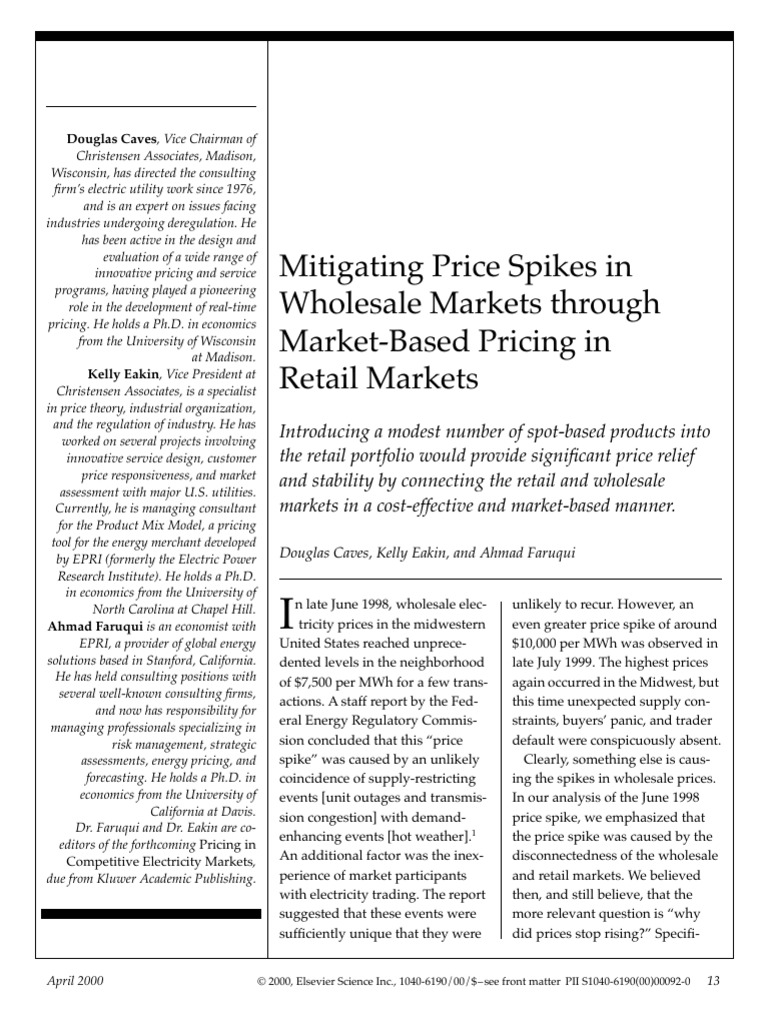 Mitigating Price Spikes in Wholesale Mar | PDF | Prices | Demand
