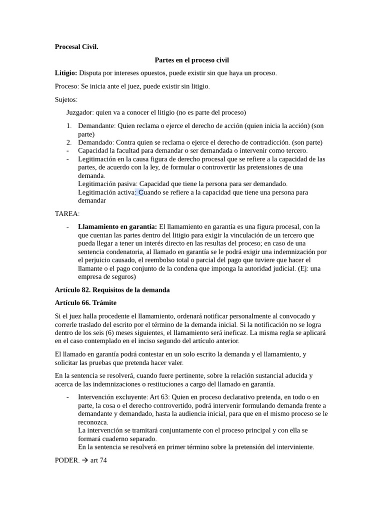 Procesal Civil Corte I | PDF | Demanda judicial | Ley procesal