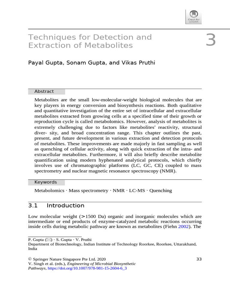 Techniquesinmetabolomics | PDF | Metabolomics | Biology