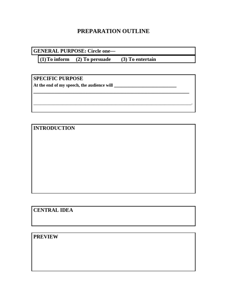 Preparation Outline Template | PDF