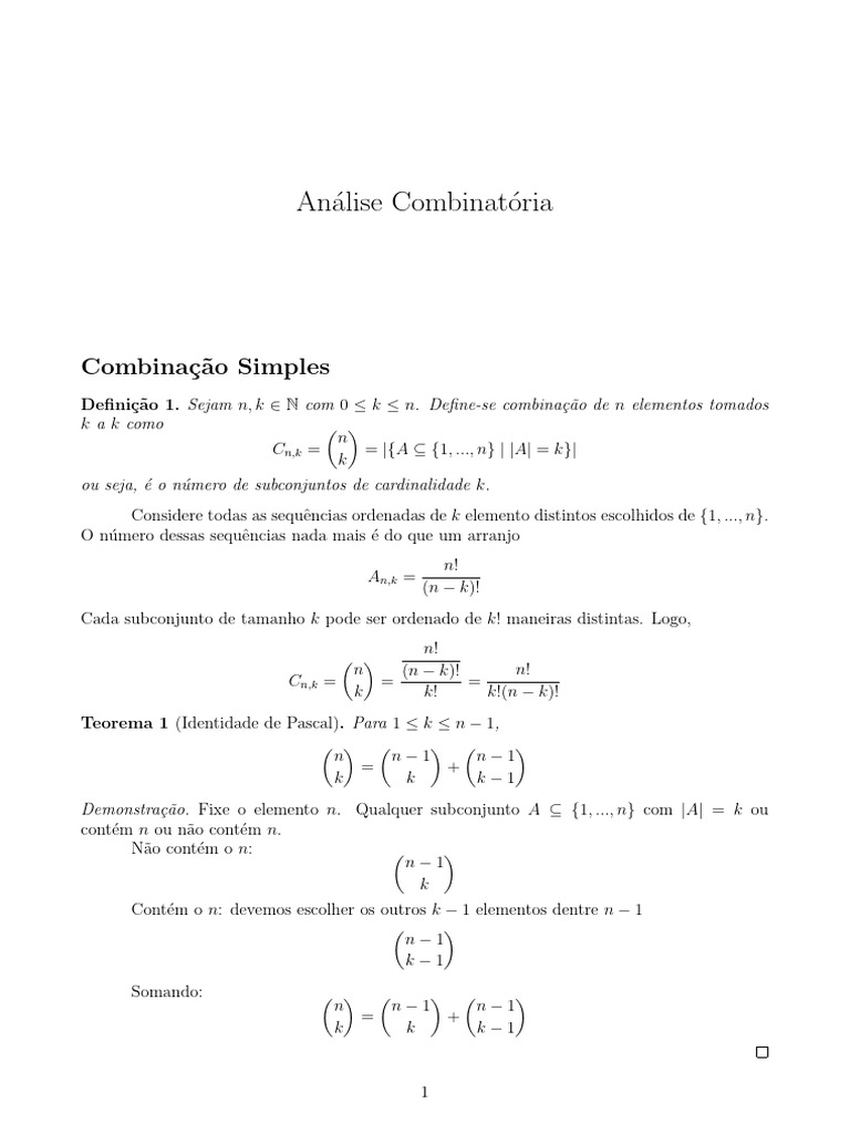 Combinatorics | PDF | Lógica matemática | Objetos matemáticos