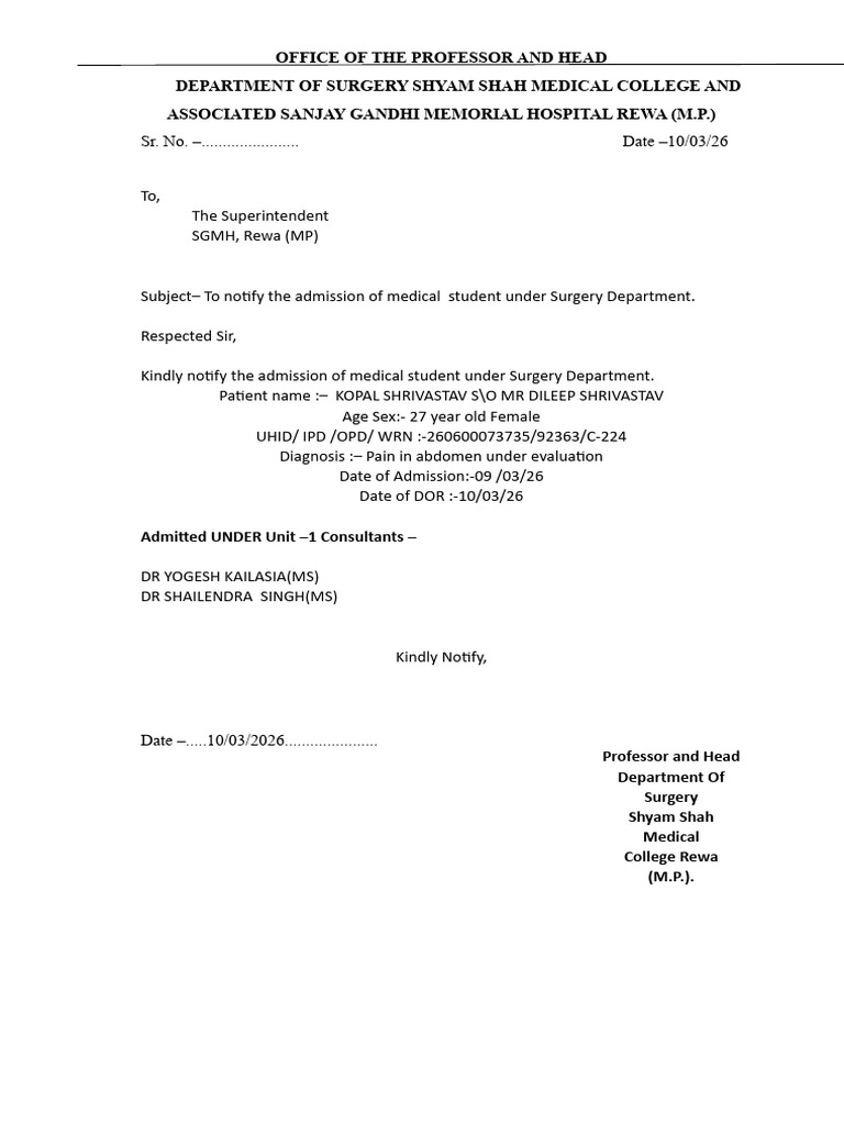Notification of Medical Student 2-1 | PDF | Medical Education ...