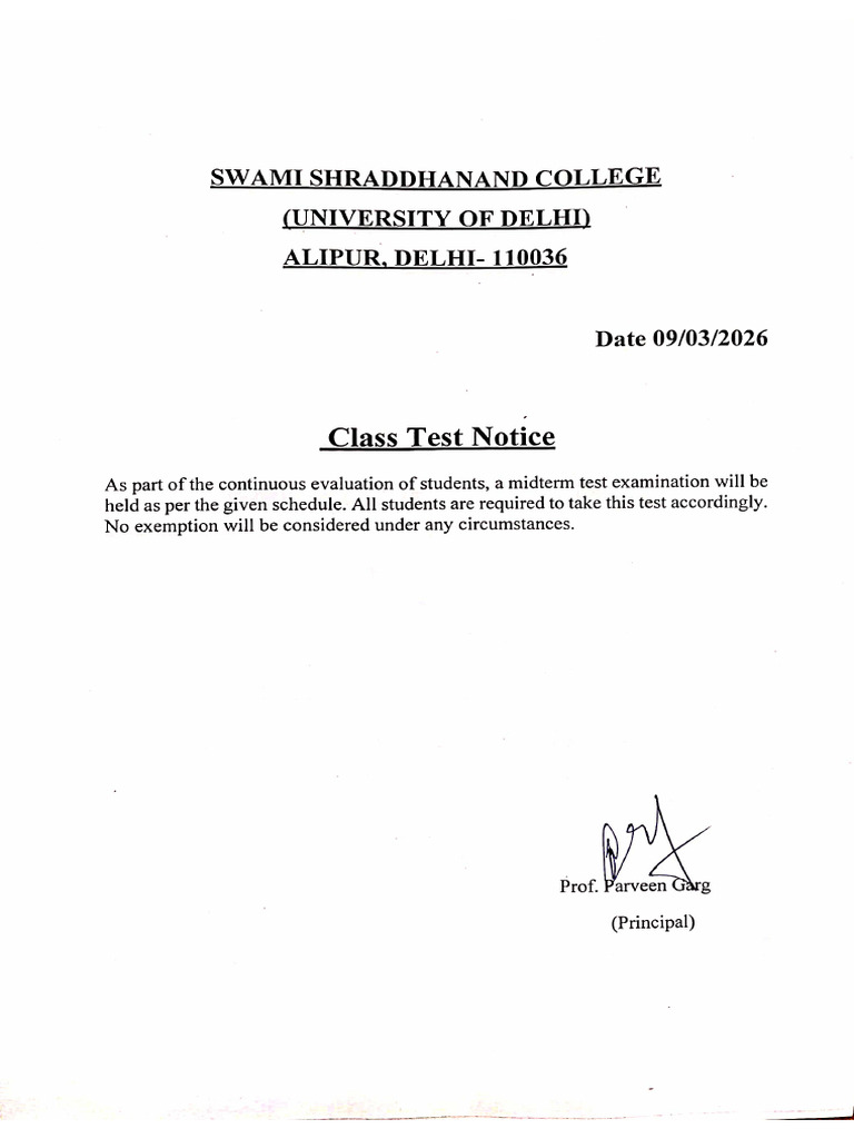 Class Test Notice May June 2026 | PDF