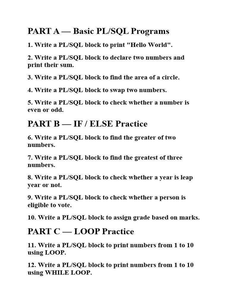 PLSQL Practice QP | PDF