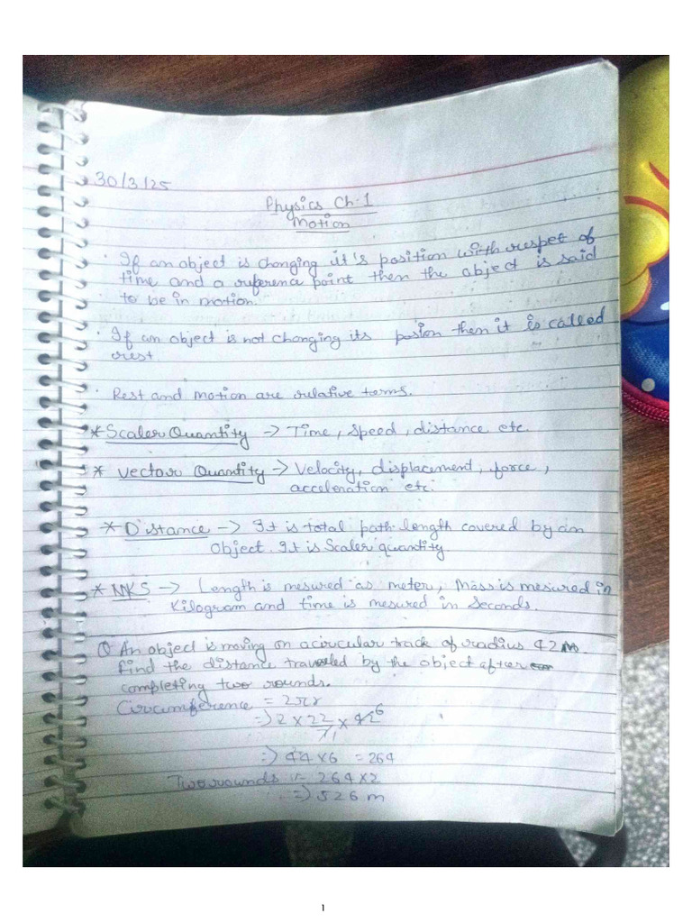 Motion Class 9 Notes | PDF