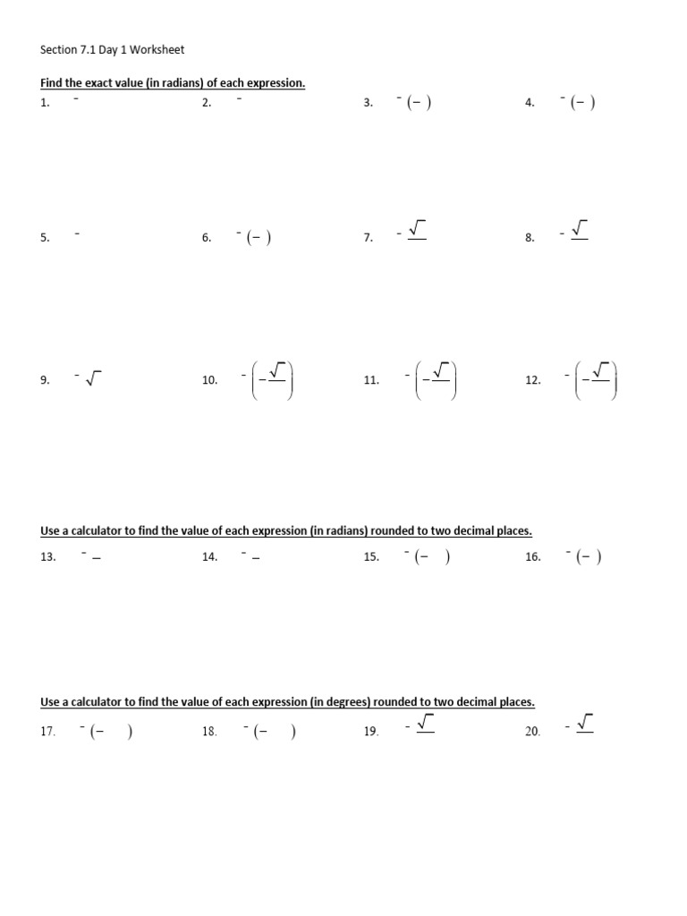 7.1 Day 1 Worksheet | PDF