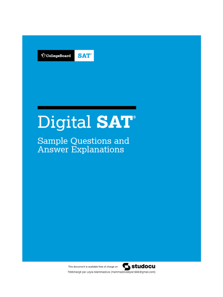 Digital SAT - Sample Questions and Answer Explanations | PDF | Theory