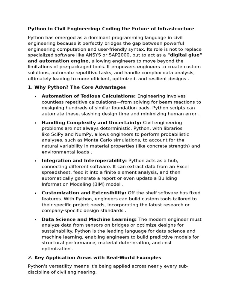 Python in Civil Engineering | PDF | Structural Analysis | Building ...