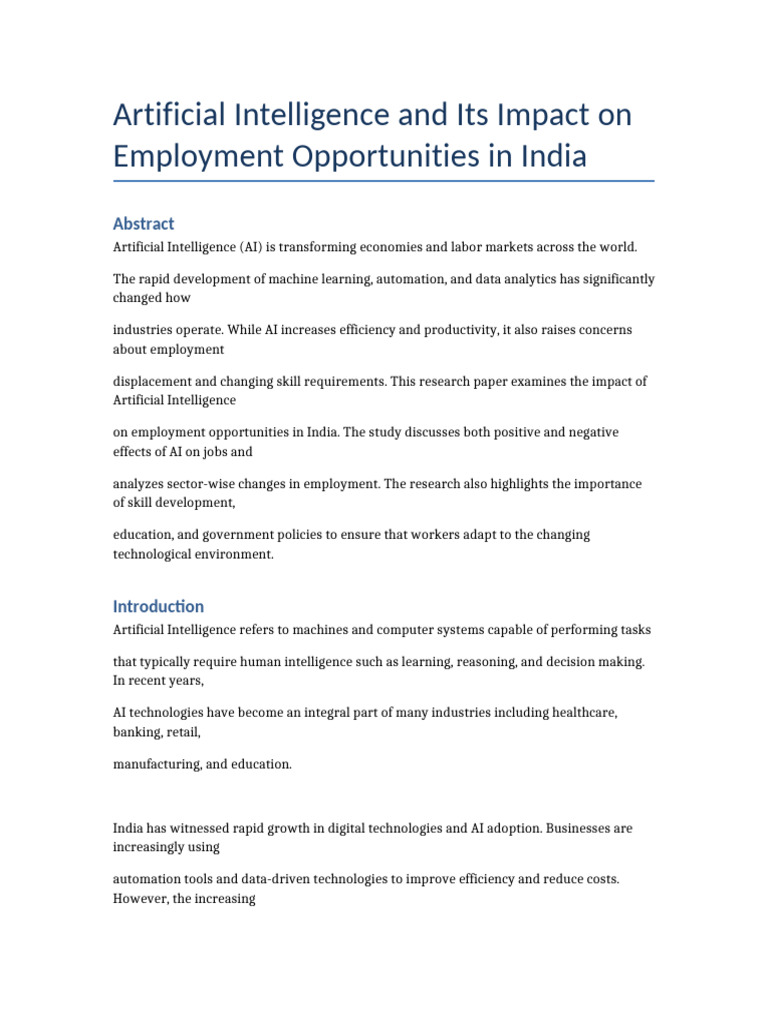 AI Employment India Research Paper | PDF | Artificial Intelligence ...