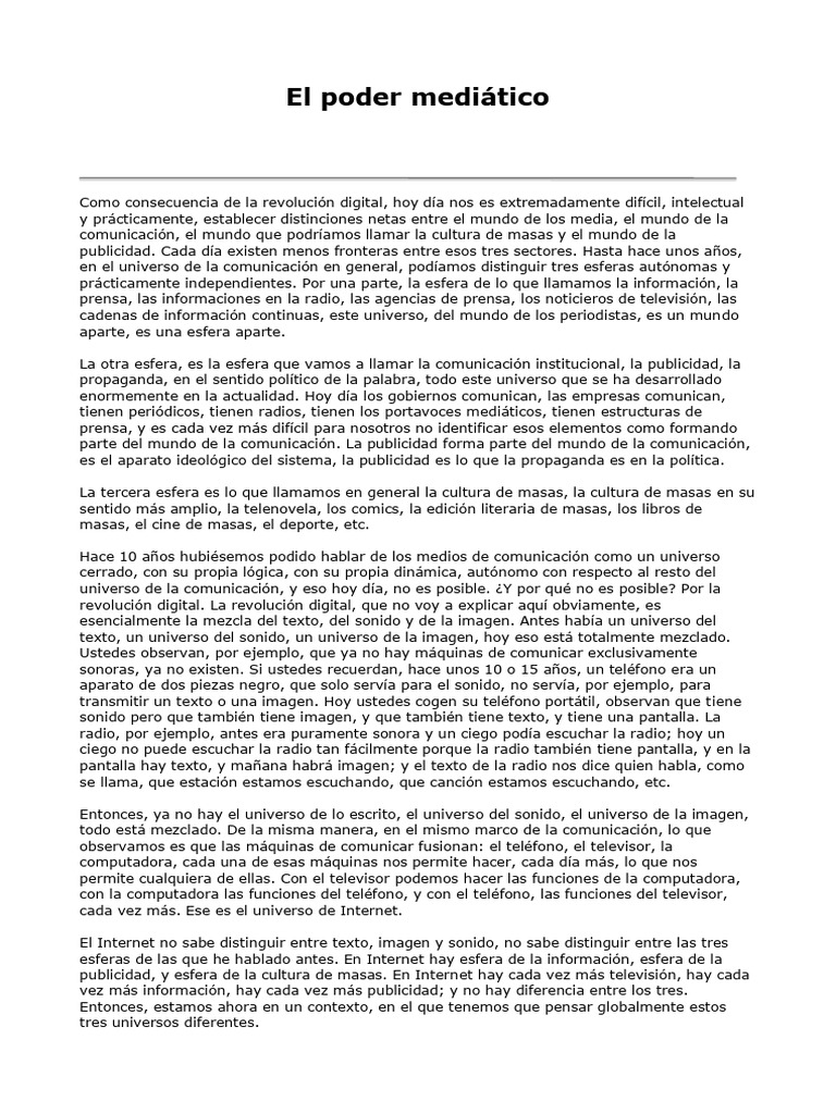 Elpodermediatico de Ramonet | PDF | Verdad | Aol