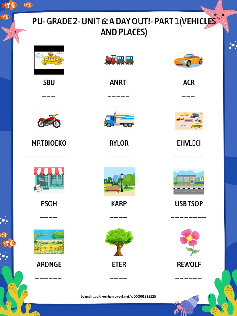 PDF 7 - Pu - Grade 2 - Unit 6 - A Day Out! - Part 1 (Vehicles and ...
