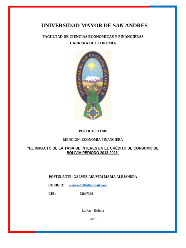 El Impacto de La Tasa de Interes en El Crédito de Consumo de Bolivia ...