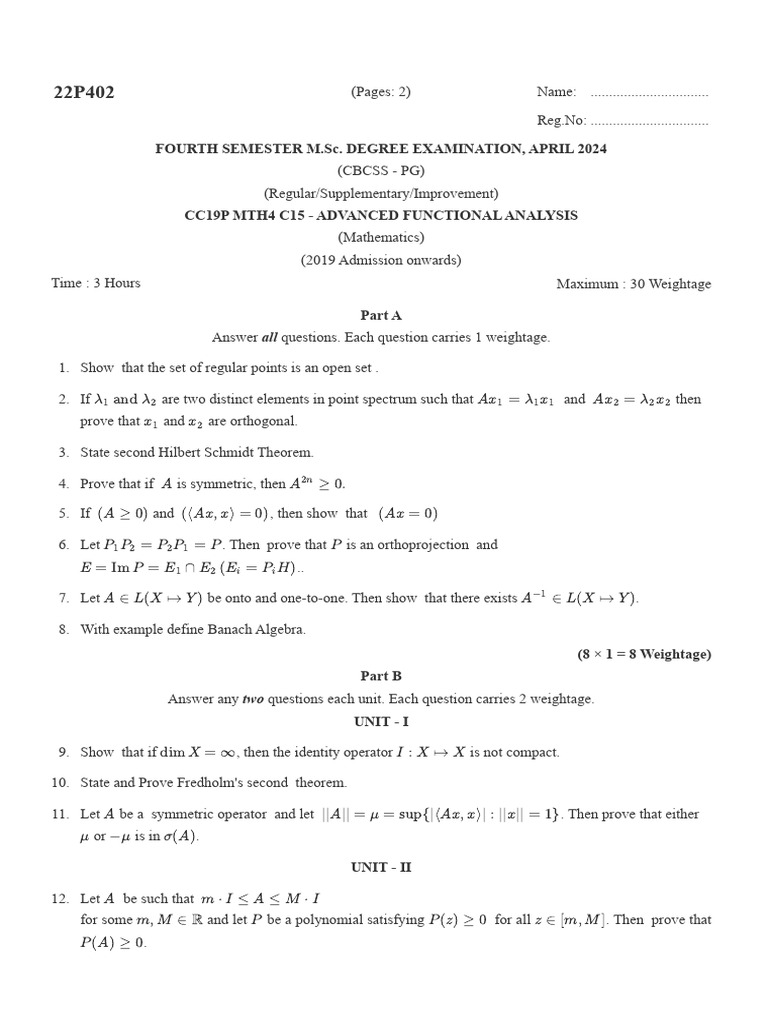 Mth4 c15 - Advanced - Functional - Analysis | PDF | Linear Algebra ...