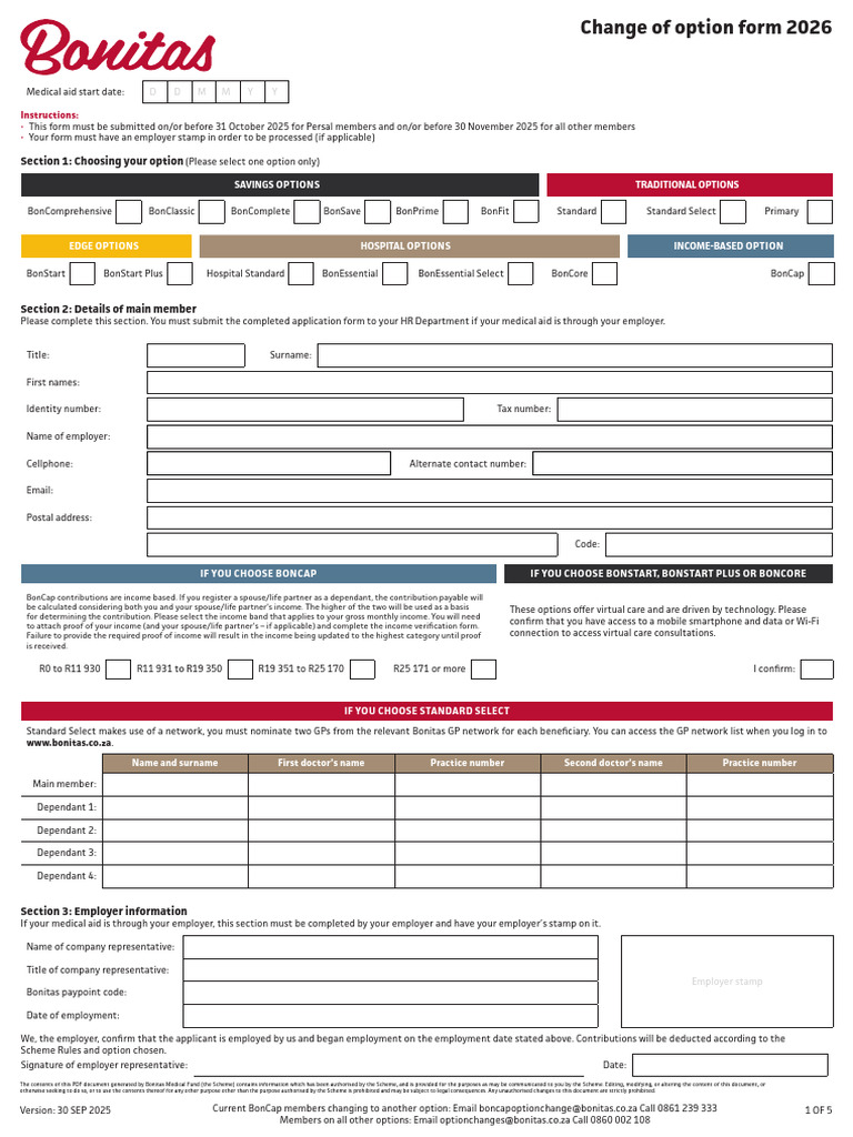 2026 Change of Option Form | PDF | Managed Care | Health Care