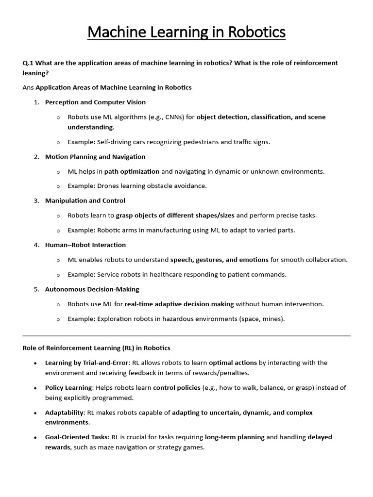 Machine Learning in Robotics | PDF | Actuator | Robotics