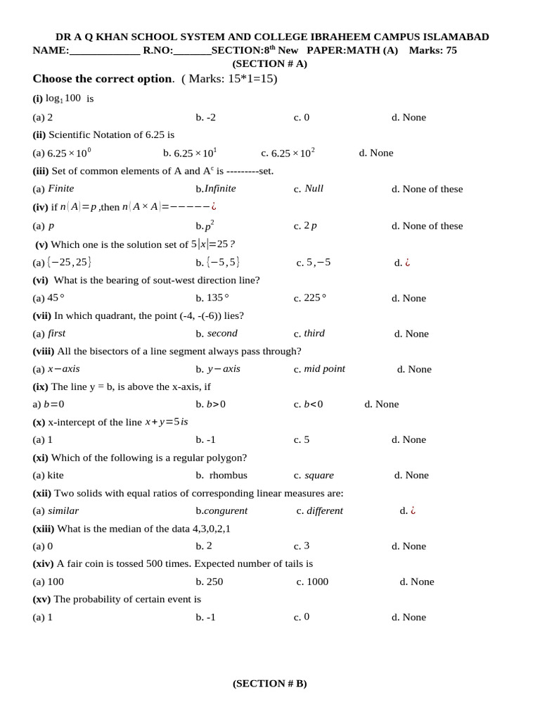 9th Class Maths Full Book Paper 2026 | PDF | Mathematics | Mathematical ...