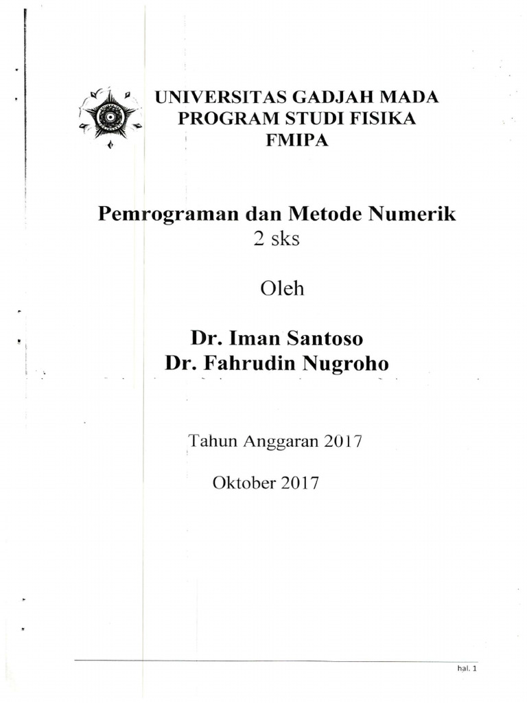 RPKPS Pemrograman Dan Metode Numerik | PDF