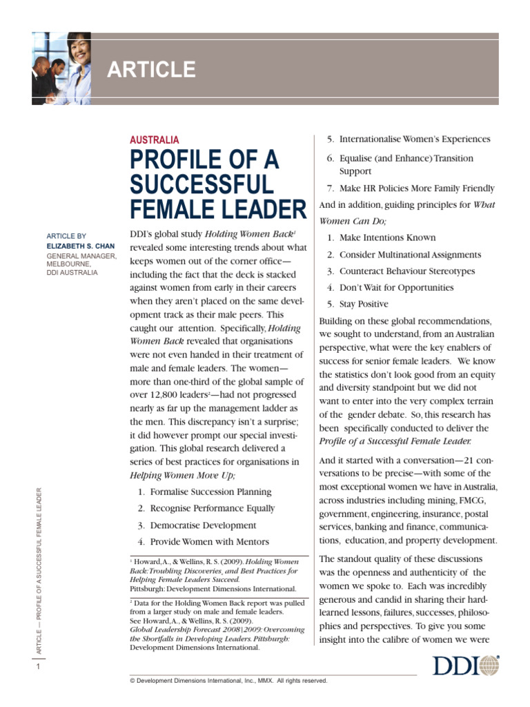 Au Profile of A Successful Female Leader | PDF | Leadership | Business