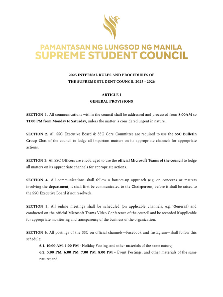 (SSC '25 - '26) Internal Rules and Procedures | PDF | By Law ...