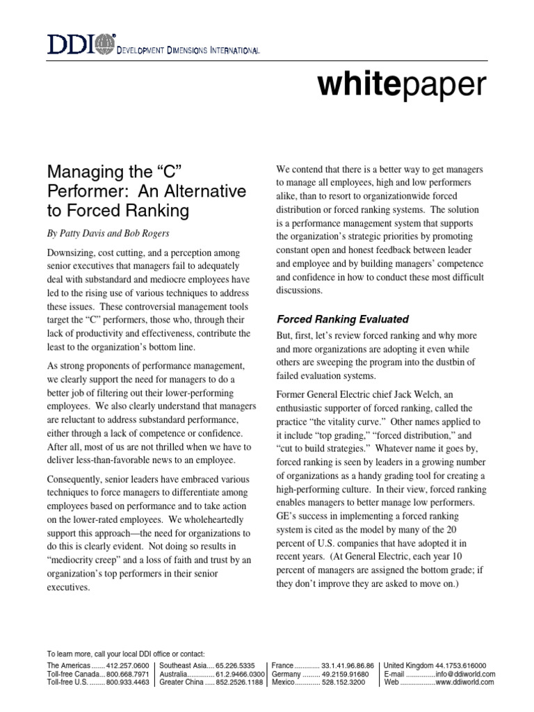 Forcedrankingalternatives WP Ddi | PDF | Performance Appraisal | Business