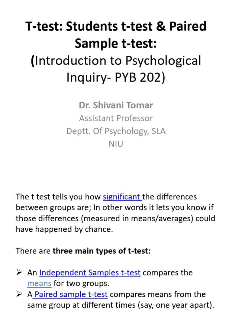 T Test | PDF | Student's T Test | Variance