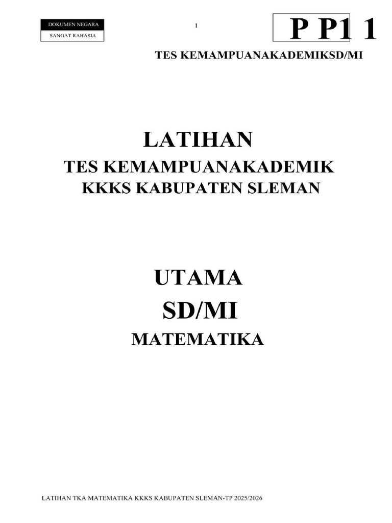 Pembahasan Latihan TKA Matematika SDMI Tahun Ajaran 2025-2026 | PDF