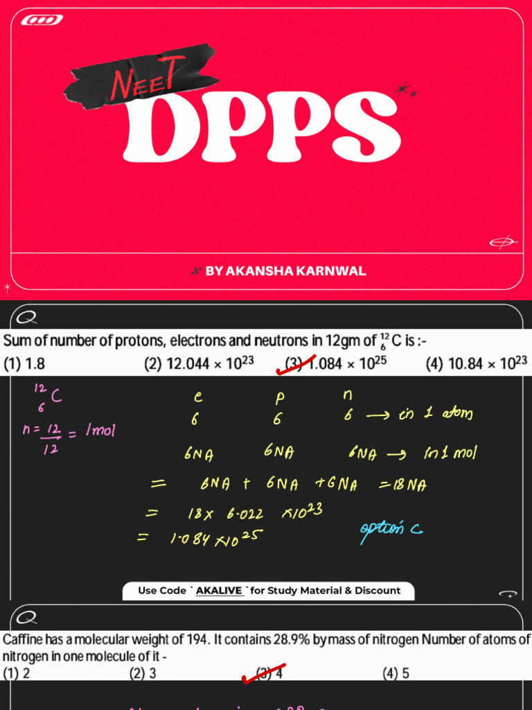 Detailed Solution of DPP-3 by AKansha Karnwal - Mole | PDF